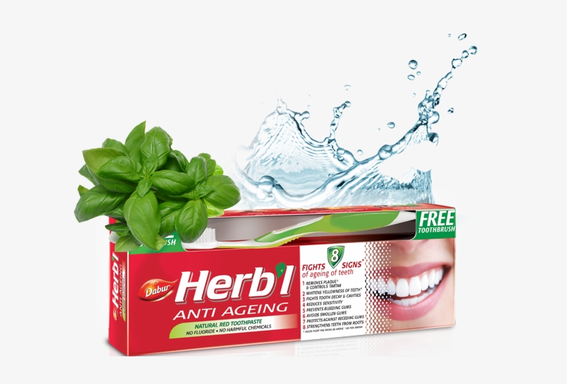 Dabur Herbal Anti Ageing Red Toothpaste, transparent png