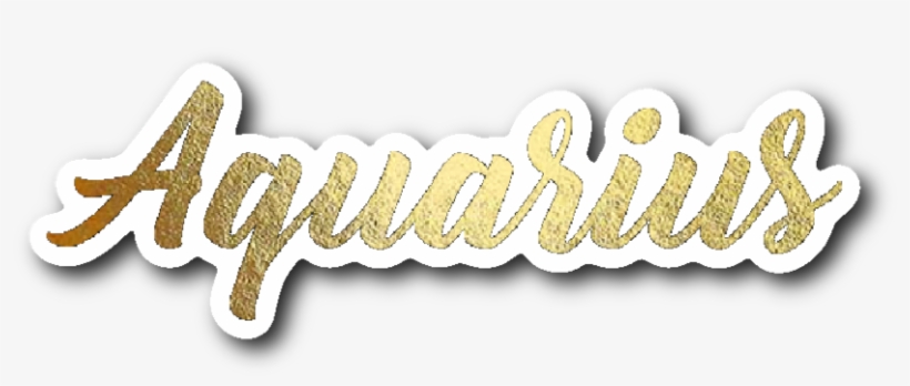 Aquarius Gold Lettering Vinyl Sticker, transparent png