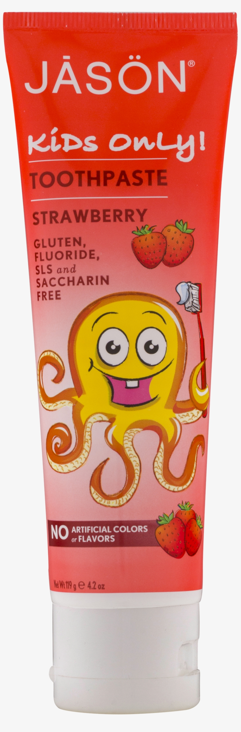 Jason Kids Only Fluoridefree Strawberry Toothpaste, 837x2500 PNG
