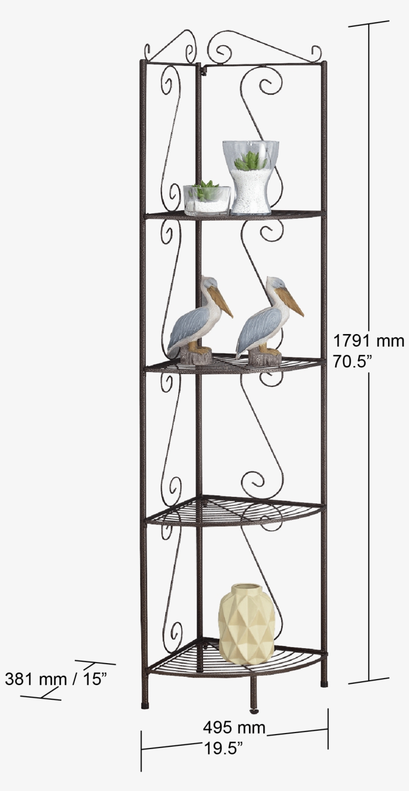 Iron Corner Stand W/4 Shelf, transparent png