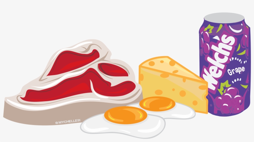Image Of Tbone Steak, Cheese, Eggs, Welchs Grape Sticker, transparent png
