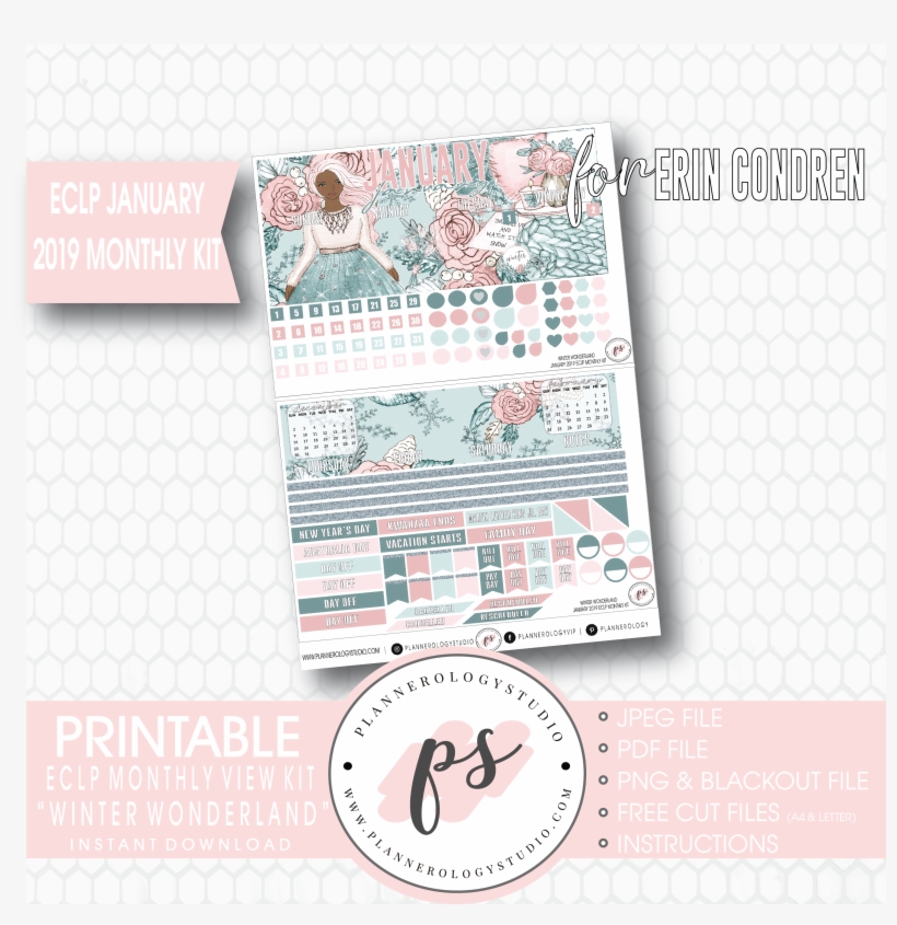 Winter Wonderland January 2019 Monthly View Kit Digital, transparent png