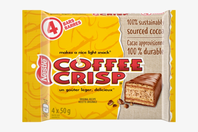 Coffee Crisp Nestle Chocolate Cocoa Candy Bar 4x50g, transparent png