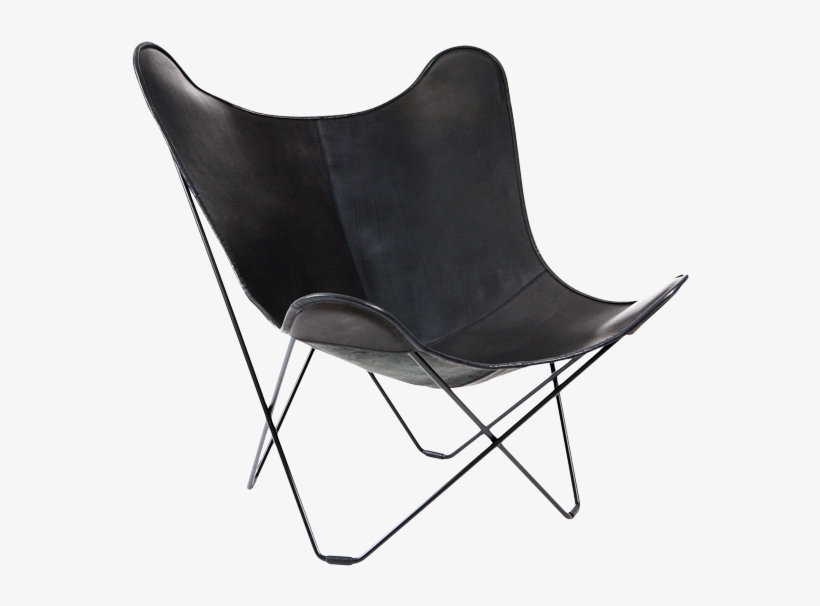 Cuero Butterfly Chair Black Leather, transparent png
