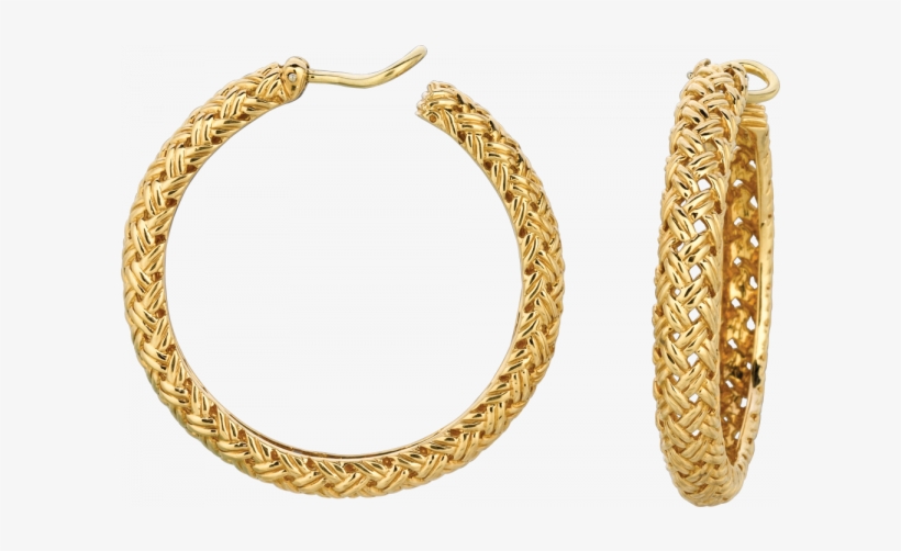 18kt Yellow Gold Vannerie Large Hoop Earring, transparent png