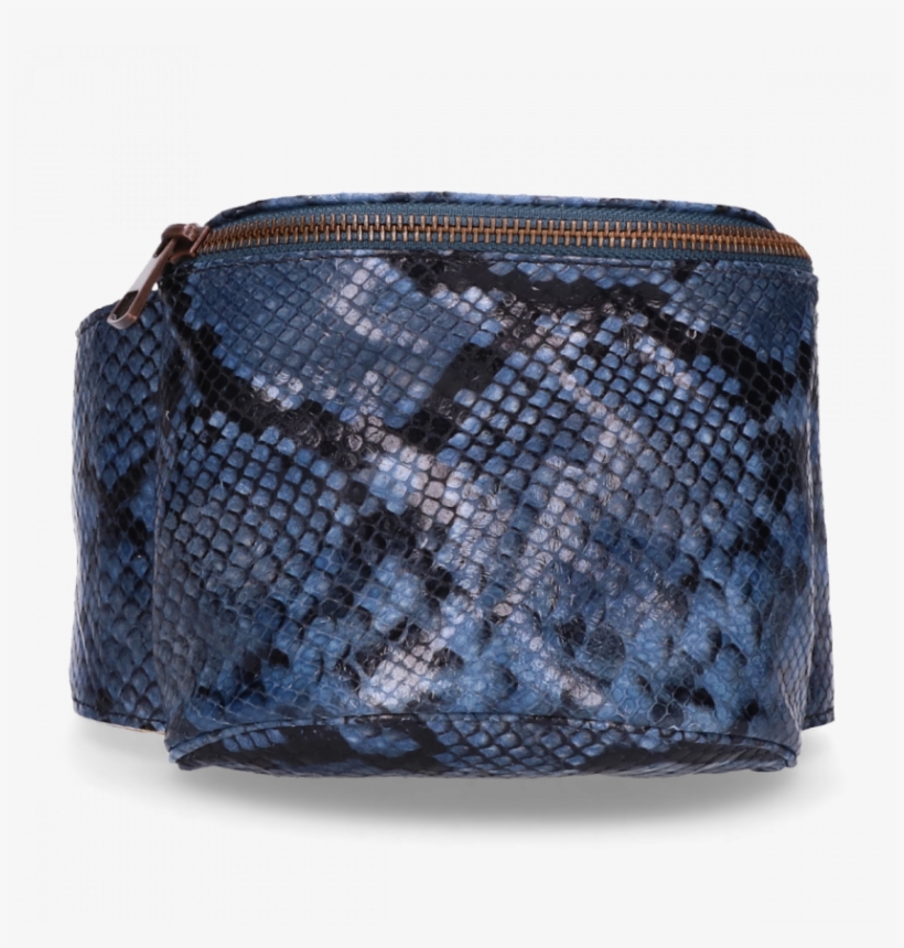 Hip Bag Snake Printed Leather Dark Blue, transparent png