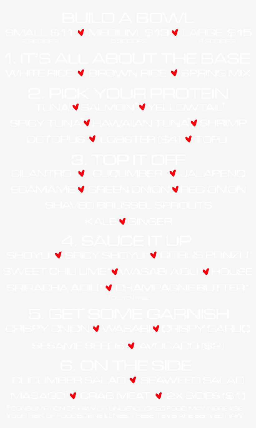 Koi Poke Bowl Menu Disclaimer Website, transparent png
