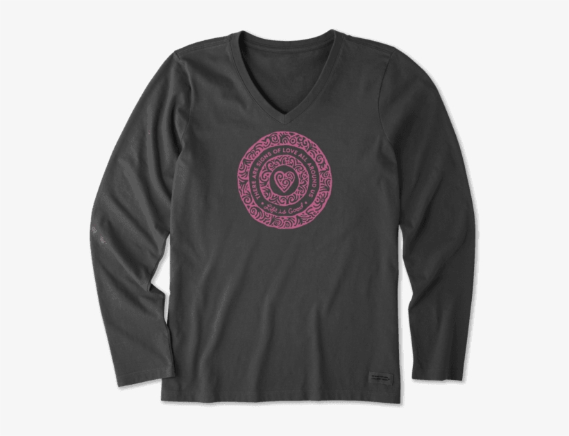 Women's Sign Of Love Long Sleeve Crusher Vee, transparent png