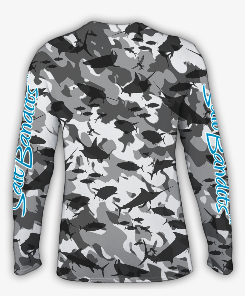 Saltbandits™ Grey Camouflage Performance Long Sleeve, transparent png