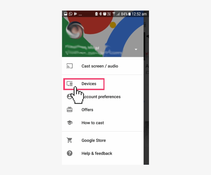 Open The Menu, Click Devices, transparent png