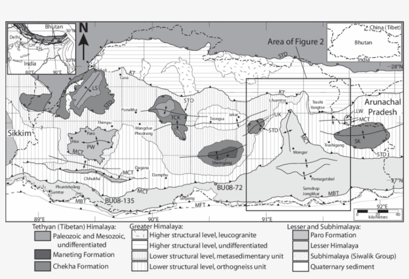 Simplifi Ed Geologic Map Of Bhutan And Surrounding, transparent png