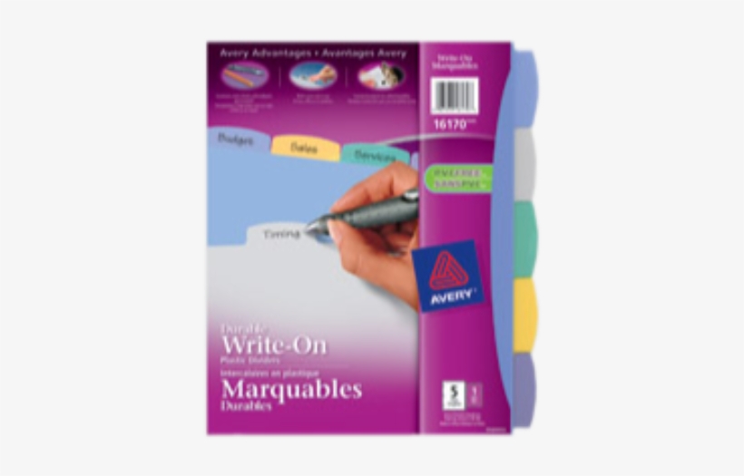 Avery® Write On Dividers 5 Tab 8 1/2" X, transparent png
