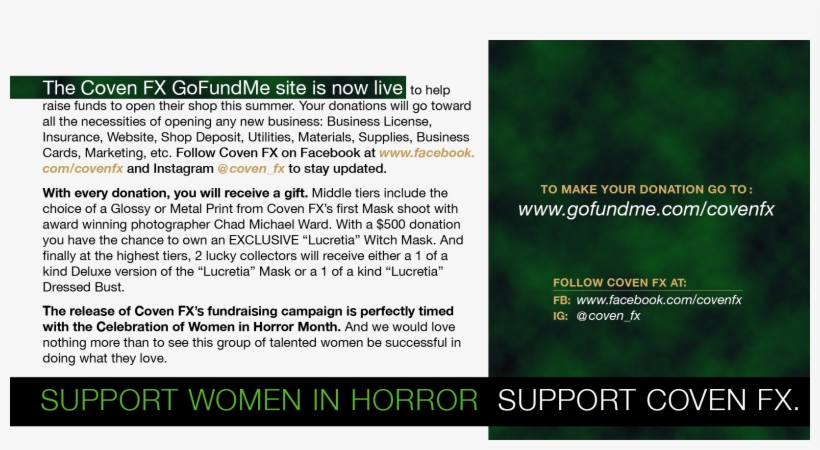 Gofundme Page For Coven Fx And Grab A Great Perk, transparent png