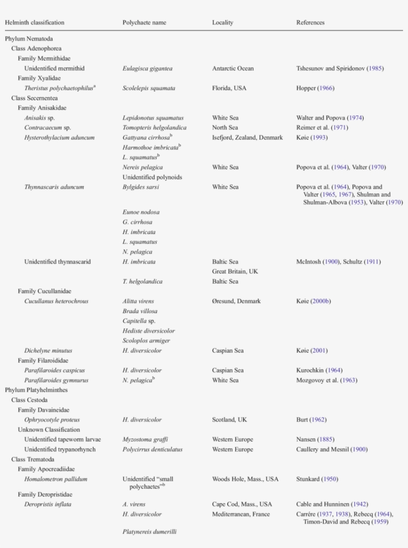 List Of Parasitic Helminths Using Polychaetes As Hosts, transparent png