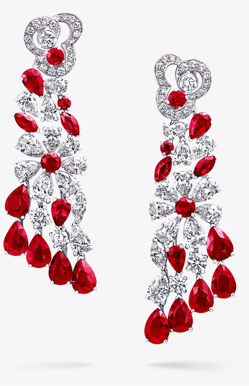A Pair Of Graff Rubies And Diamonds Nuage Cascade Earrings, transparent png