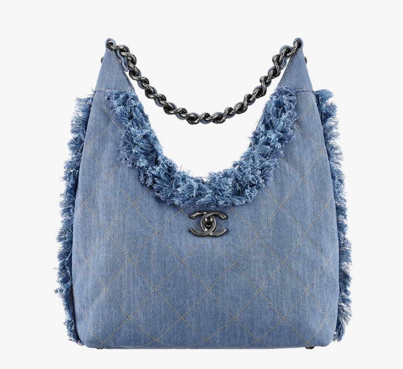 Denim Hobo Bag Embellished With, transparent png
