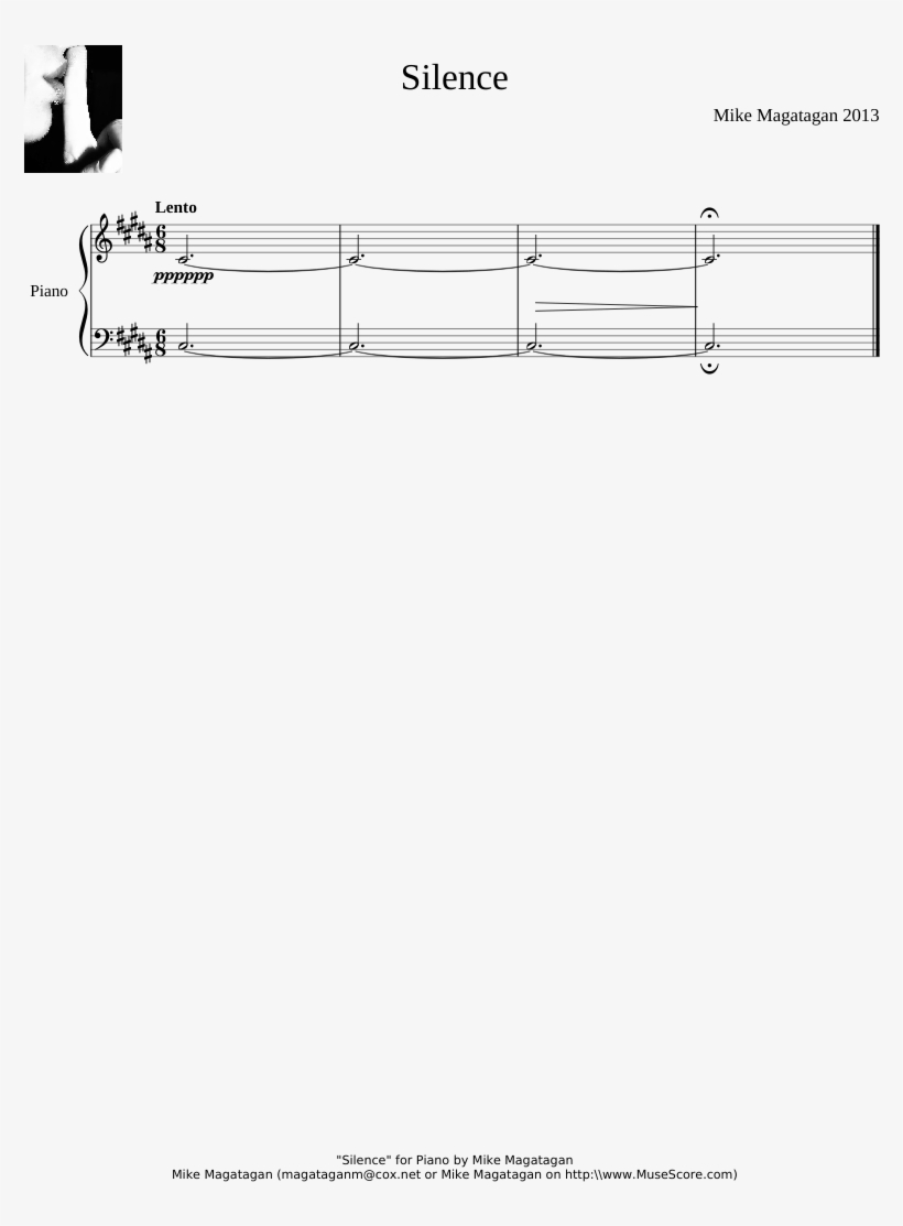 "silence" For Piano Sheet Music For Piano Download, transparent png