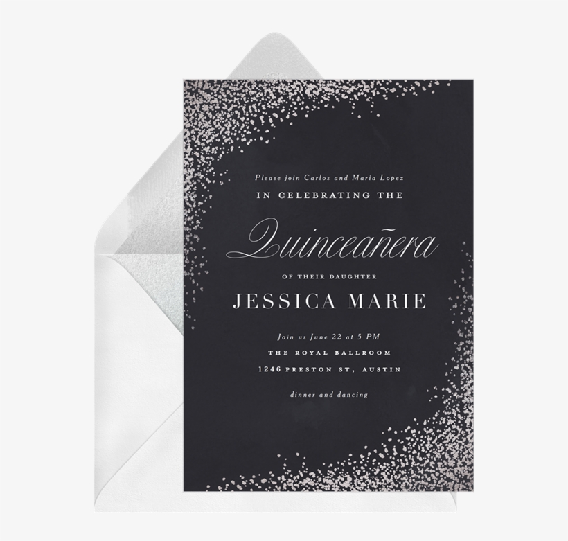 Luxe Confetti Invitation In Black, transparent png