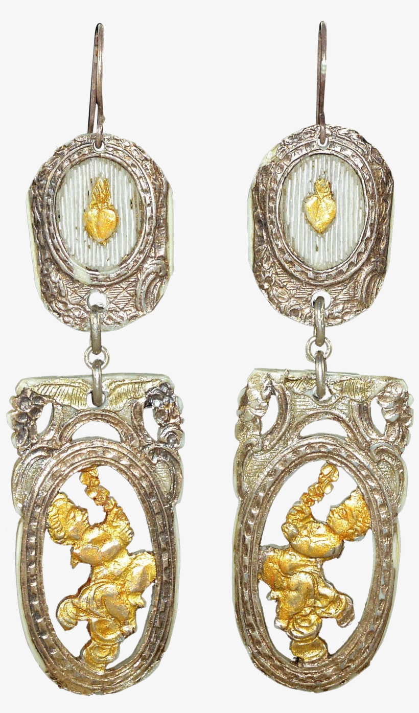 Georgian Antique French Silver & Gold Foil Overlay, transparent png