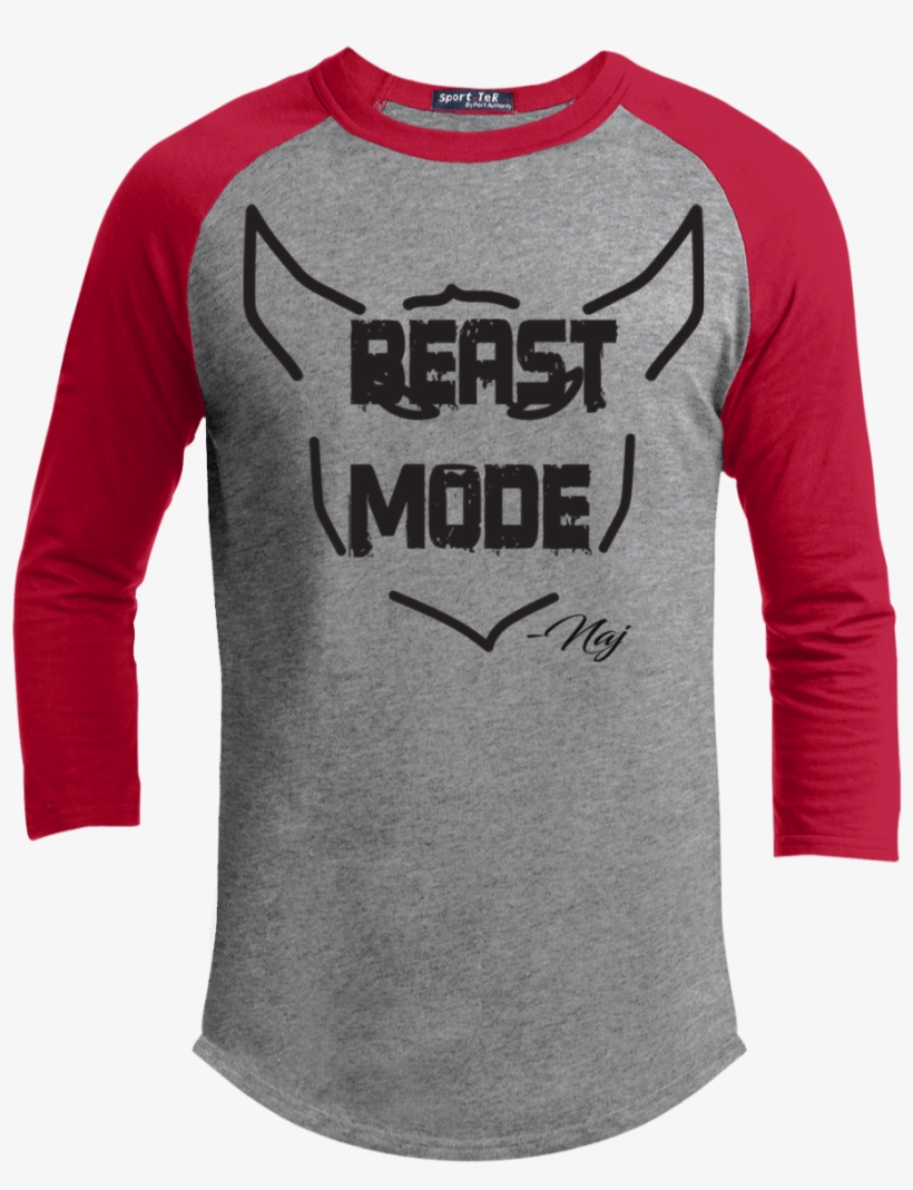 Beast Mode- 3/4 Sleeve Baseball Tee, transparent png