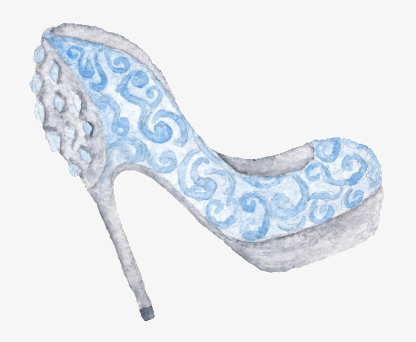 Blue Hand Drawn High Heel Cartoon Snow Transparent - Carolines Treasures Bb7554ovmt Watercolor Cinderella, transparent png
