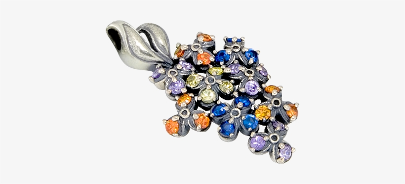 Sterling Silver Pendant 'wild Flowers' - Silber-anhänger Mit Zirkonia, transparent png