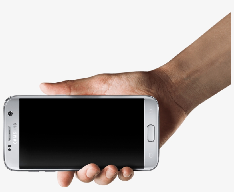 Defined Hand Holding Galaxy S7 Edge Horizontally - Hand Holding Samsung S7, transparent png