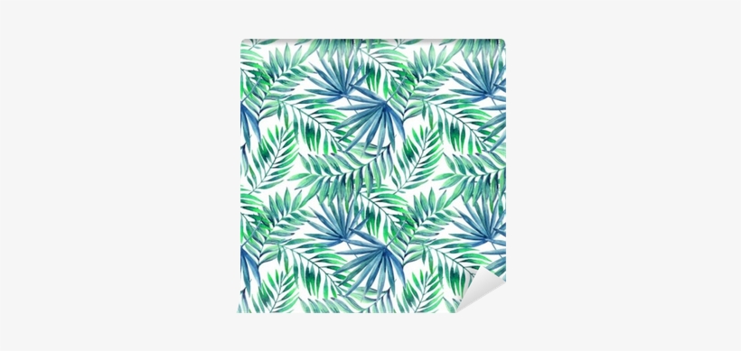 Download Transparent Watercolor Tropical Leaves Seamless Pattern Wall ...