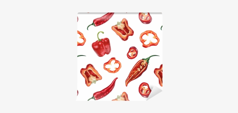 Watercolor Chili And Red Pepper Pattern Wallpaper • - Chili Watercolor, transparent png