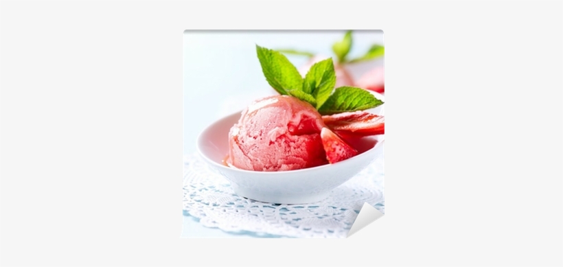 Strawberry Homemade Icecream Scoop Wall Mural • Pixers® - Ice Cream, transparent png