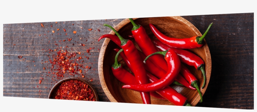 Image Of Red Chili Peppers In A Wood Bowl And Chili - Chili Pepper, transparent png
