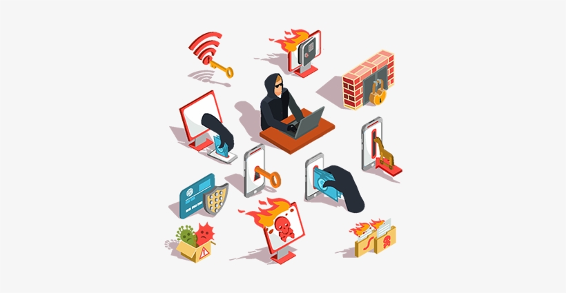 Set Of Vector Isometric Hacker Icons, Icon, Computer, - Isometric Icon Security, transparent png