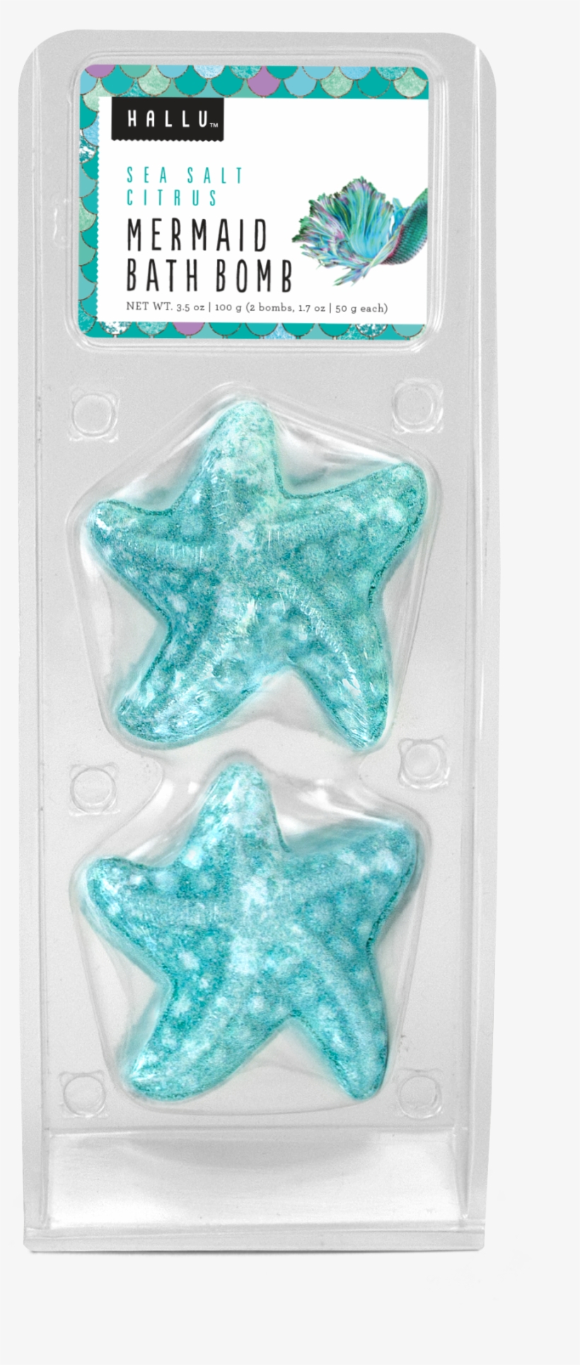 Hallu Mermaid Shell Bath Bomb, Sea Salt Citrus Scent, transparent png