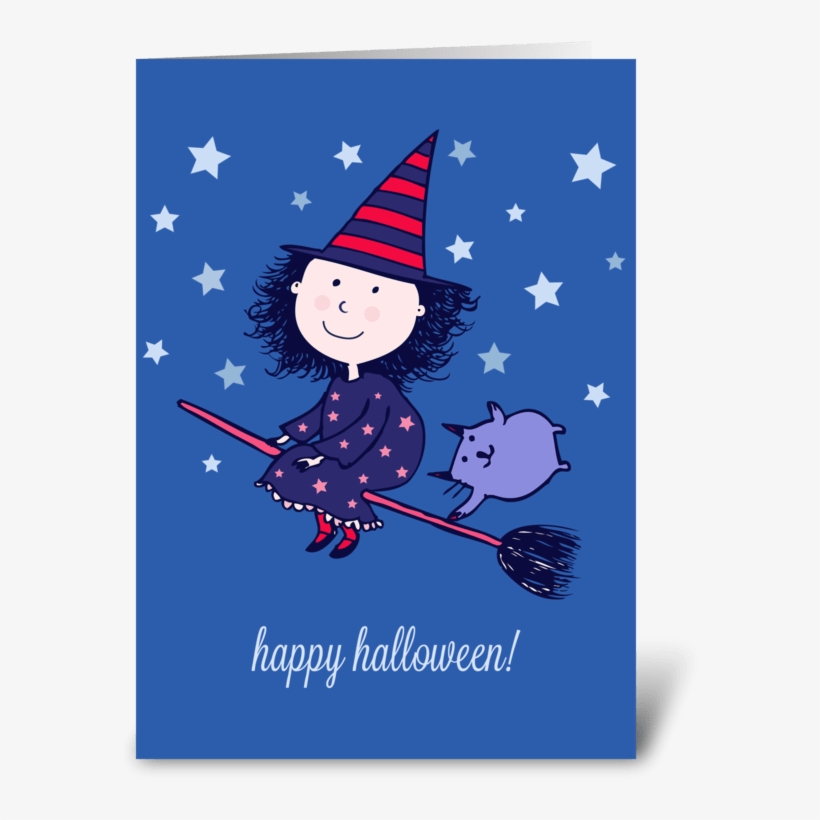 Lovely Little Witch Halloween Card Greeting Card, transparent png