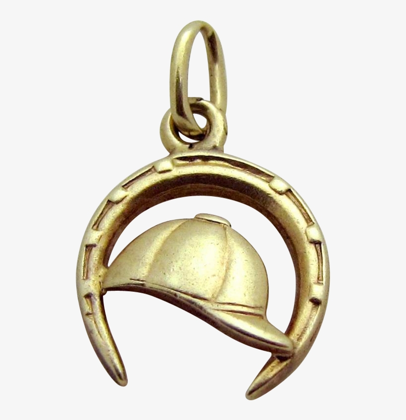Vintage 14k Gold Jockey Cap In Lucky Horseshoe Equestrian, transparent png