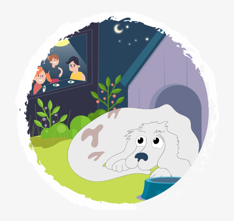 Dog Watches Family Eat Dinner Inside As He Sits In, transparent png