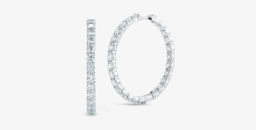 Roberto Coin Large Inside Outside Diamond Hoop Earrings, transparent png