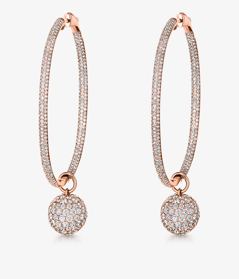 Large Oval Diamond Hoops With Diamond Spheres, transparent png