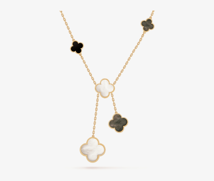 Magic Alhambra Necklace, 6 Motifs, Gold, transparent png