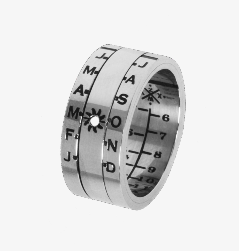 Aquitaine Sundial Ring Silver Finish, transparent png