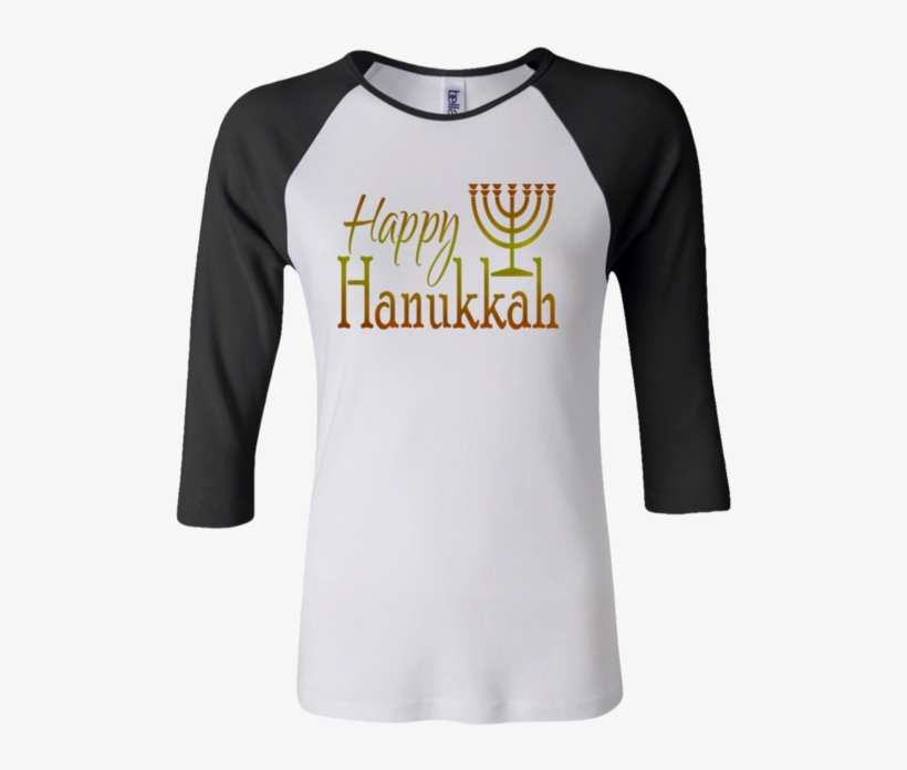 Happy Hanukkah Junior 100% Cotton 3/4 Sleeve Baseball, transparent png