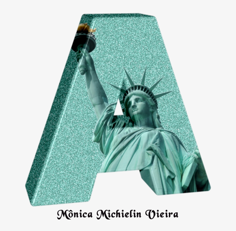 Alfabeto Ilustrado Com A Estátua Da Liberdade E Glitter, transparent png