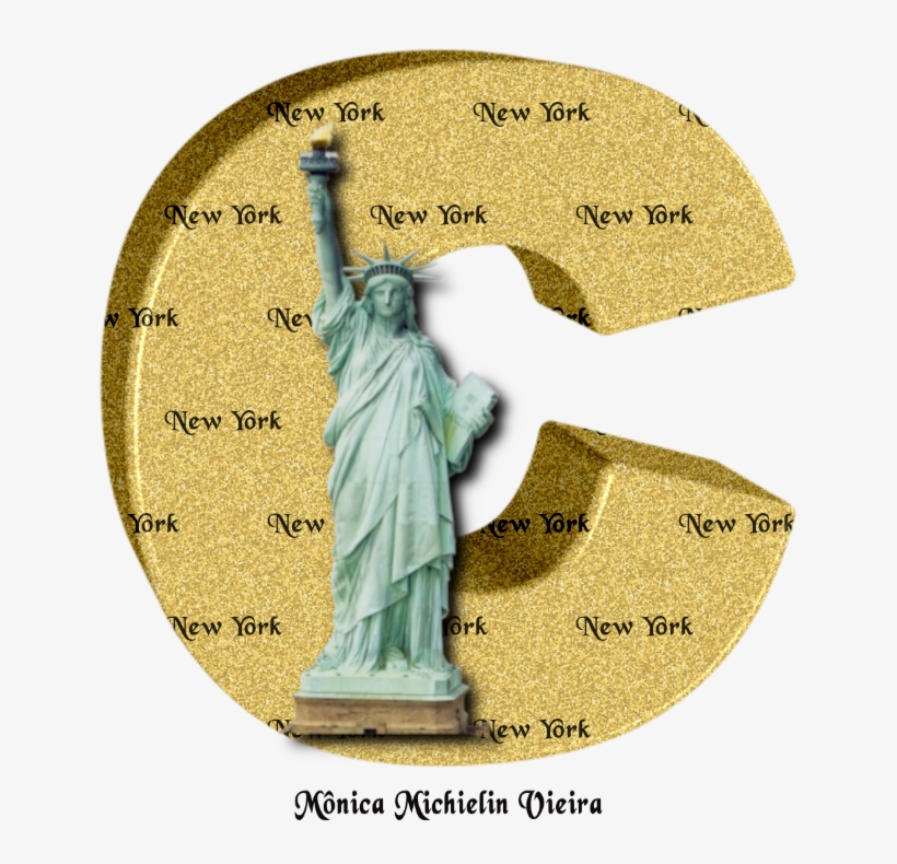 Alfabeto Dourado Com Estátua Da Liberdade Png, transparent png