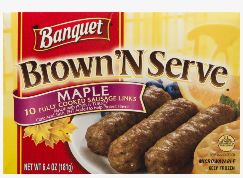 Banquet Brown 'n Serve Maple Precooked Sausage Links,, transparent png