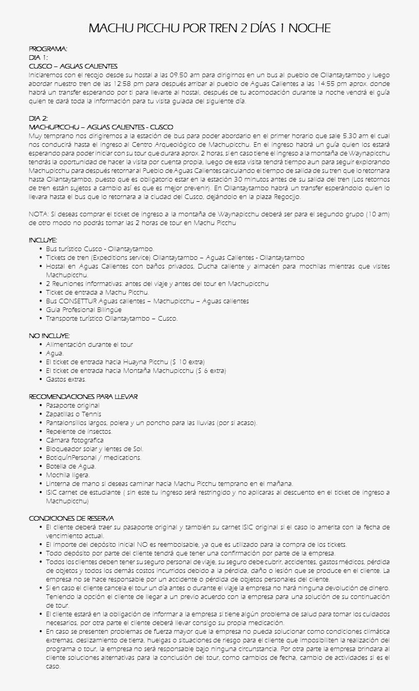 Machu Picchu Por Tren 2 Días 1 Noche Programa, transparent png