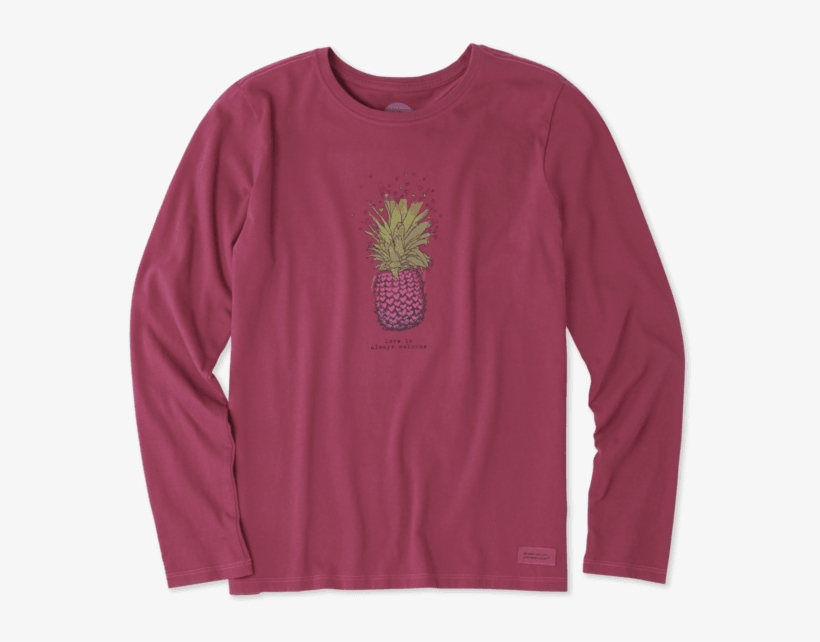 Women's Pineapple Love Long Sleeve Crusher Tee, transparent png