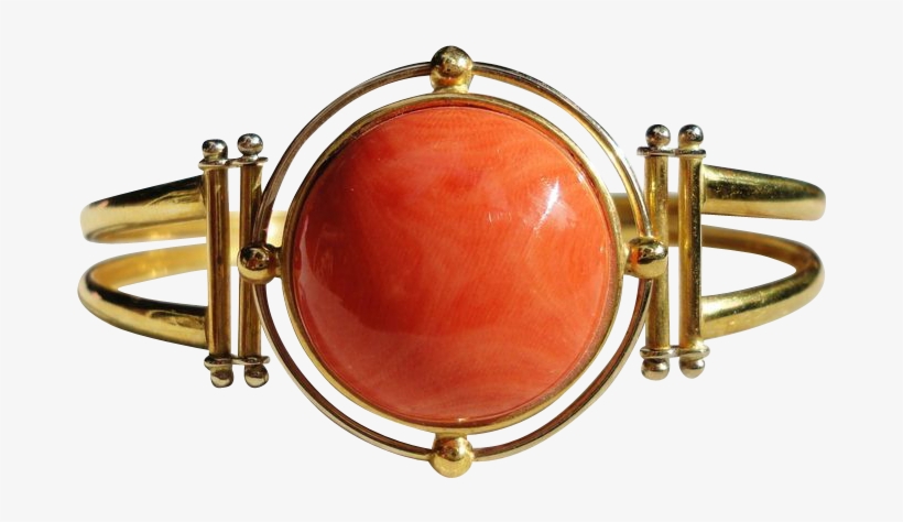 18k Italian Undyed Coral Bangle Bracelet, transparent png