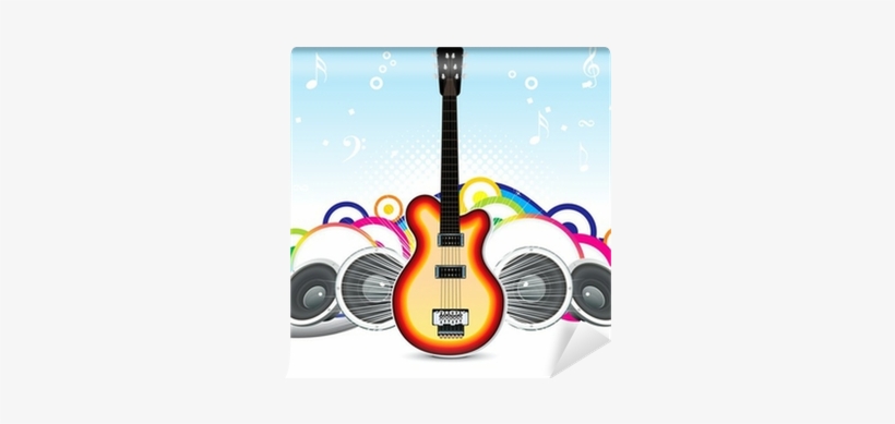 Abstract Musical Background With Guitar Wall Mural - Fondo Con Guitarra Vector, transparent png