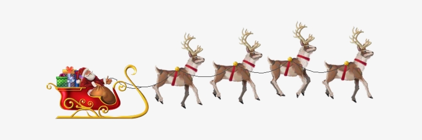 Flying Santa - Santa And Reindeer Flying Png, transparent png