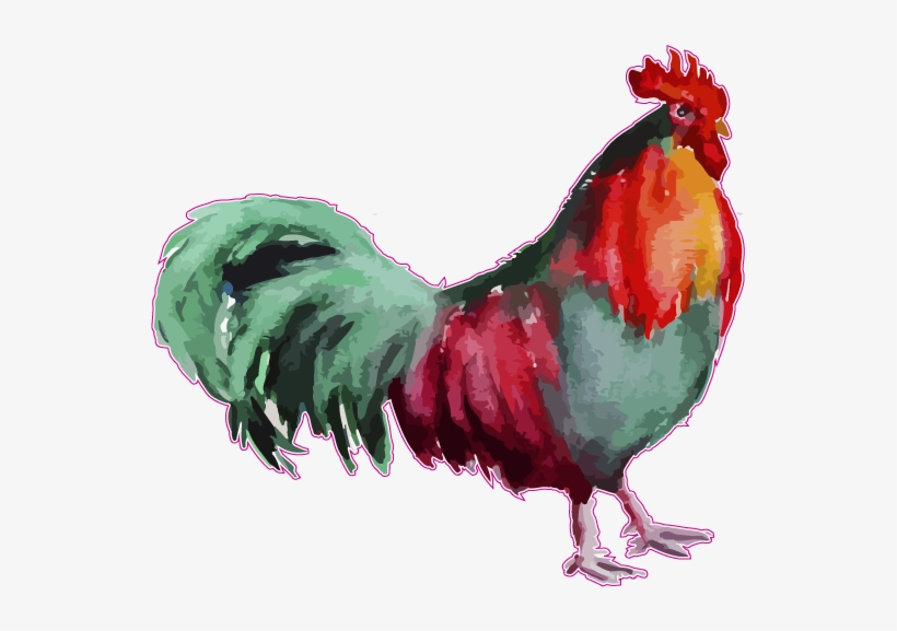 Watercolor Animal Printed Transfers - Colorful Chicken, transparent png
